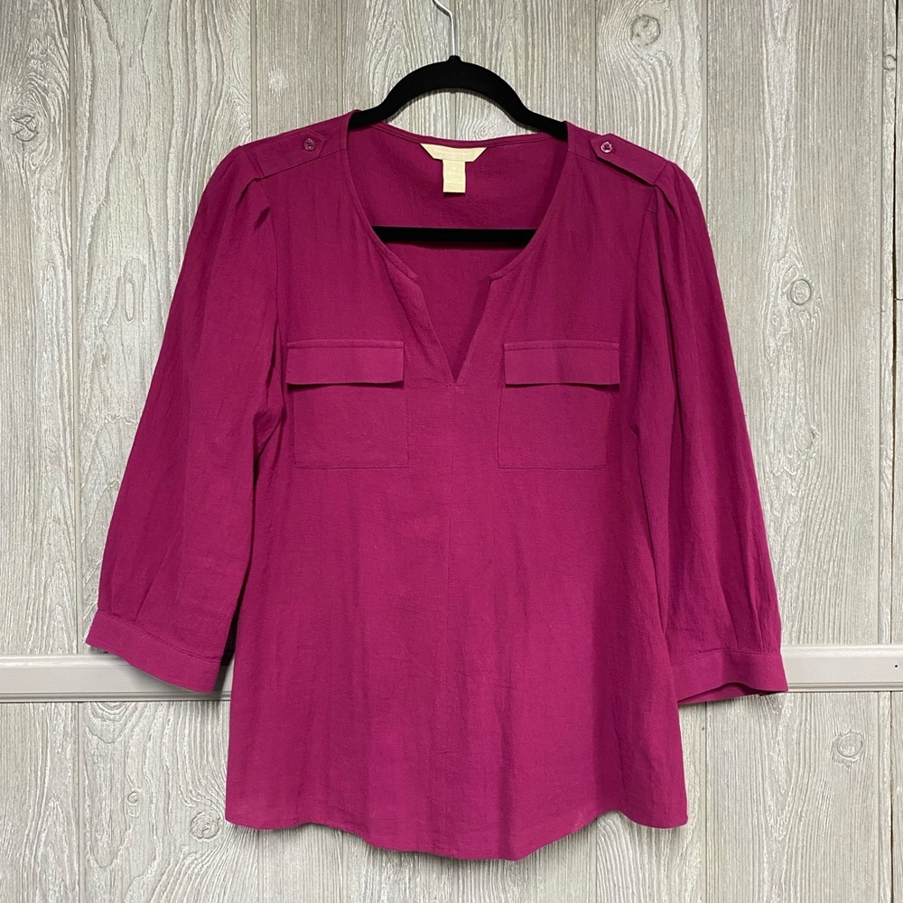 Magenta Banana Republic Factory 3/4 Sleeve Blouse EUS Size S